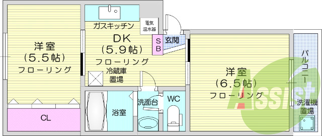 ２ＤＫ、都市ガス、エアコン、ペット可、駐車場。