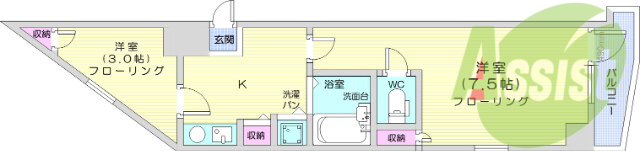 １Ｋ・エアコン・ＴＶモニター付きインターホン・ペット相談