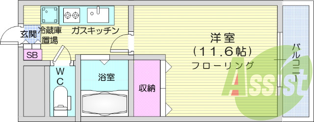 １K、ペット相談可能、洗面化粧台、追い焚き。