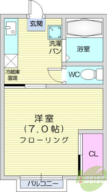 1K、都市ガス、追い焚き機能付き、ガスコンロ設置可