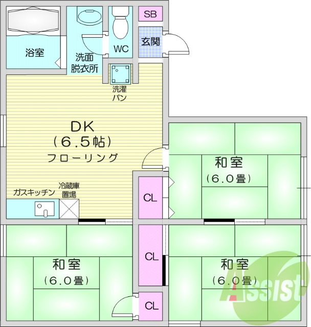 3DK、物置、室内洗濯機置場、暖房便座、下駄箱