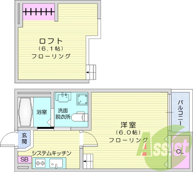 1K、エアコン、インターネット無料、バストイレ別