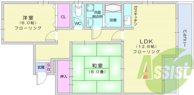 ２LDK、エアコン、バストイレ別、ＴＶ付インターホン、追焚き