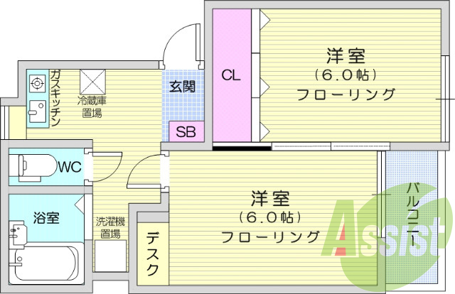 お写真は202号室のものです。参考にしてくださいませ。