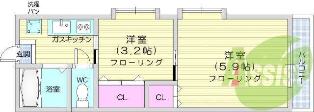 南向き、2面採光、B・T別、全居室収納