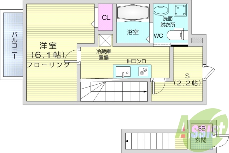 1K/浴室乾燥機・シャワートイレ・独立洗面台・脱衣所