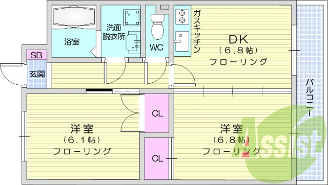 オートロック、温水洗浄便座、バス、トイレ別