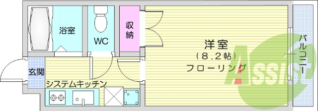 １K、エアコン、バルコニー、フローリング、TVインターホン