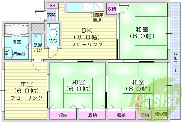 4ＤＫ、ウォシュレット、追い焚き、都市ガス
