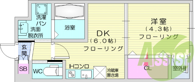 １ＤＫ・床暖房・ＩＨ・エアコン・浴室乾燥機