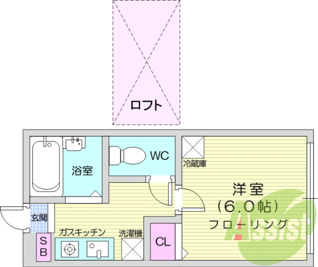 1K、B・T別、家具家電付き、ロフト、シューズボックス