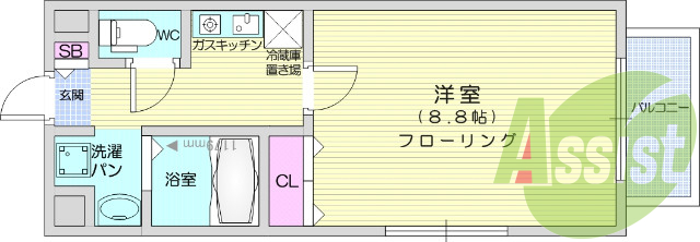 １ｋ　宅配ボックス　バストイレ別ウォシュレット付き　エアコン