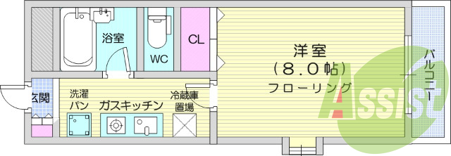 １K、バス・トイレ別、エアコン、バルコニー、下駄箱