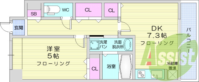 1DK、オートロック、エアコン、ウォシュレット