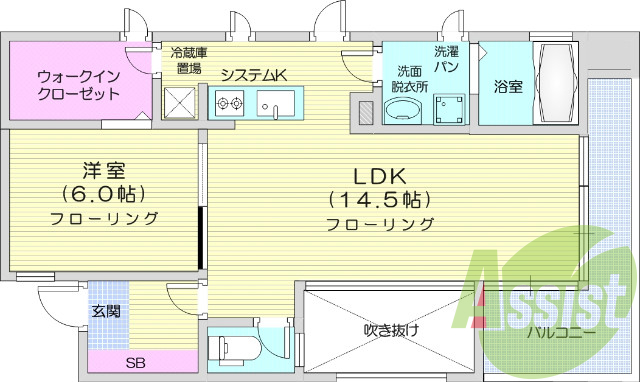 1LDK・オートロック・風呂トイレ別・追い焚き
