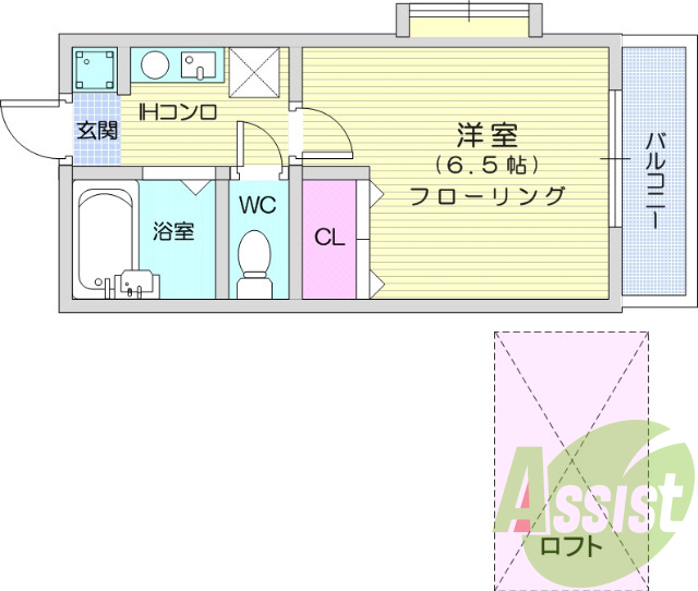 1Ｋ、ロフト、ＩＨコンロ、インターネット使用料不要