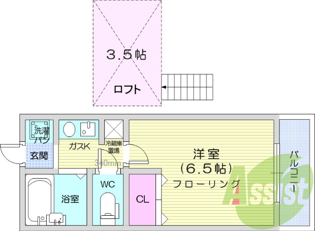 1Ｋ、ロフト、ＩＨコンロ、インターネット使用料不要