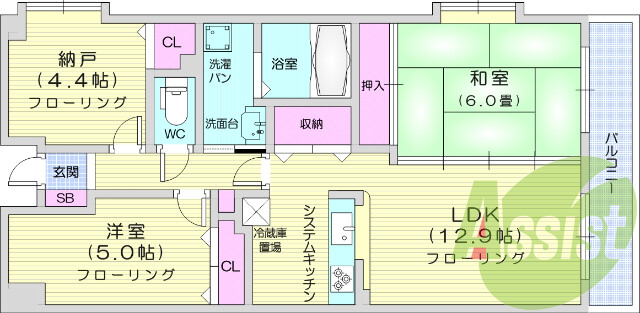 ２SLDK、モニター付きインターホン、バストイレ別