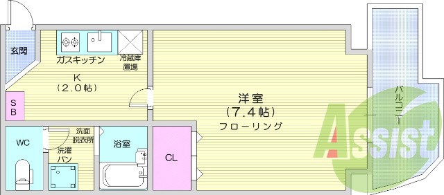 1K、オートロック、ネット無料、角部屋、EV、浴室乾燥機