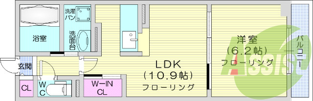 1LDK、ウオークインクローゼット、宅配ボックス、角部屋