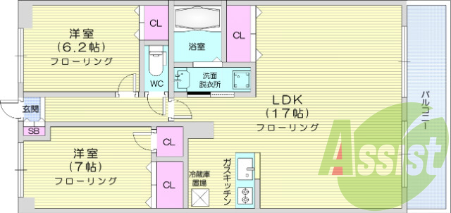 2ＬＤＫ、バストイレ別、追い焚き、ウォシュレット