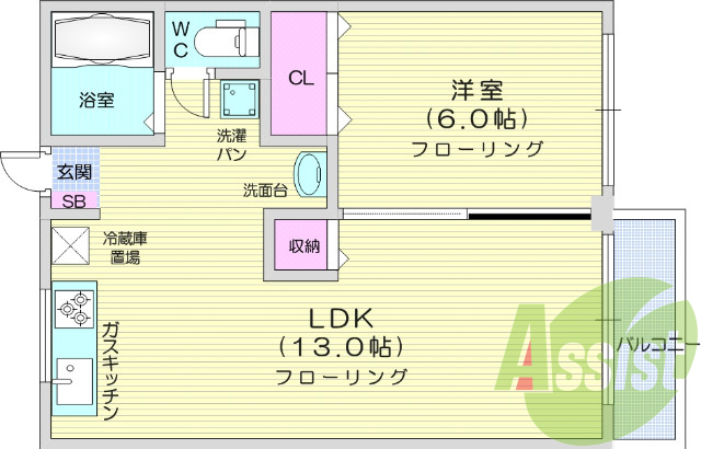 1LDK・バストイレ別・独立洗面台・追い焚き