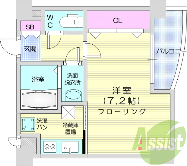 1K、システムキッチン、シャンプードレッサー