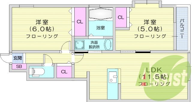 2ＬＤＫ、カウンターキッチン、シャンプードレッサー