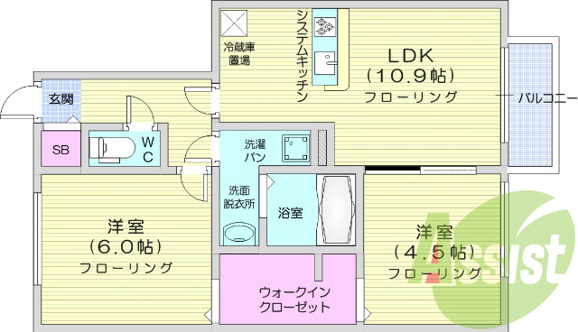 2ＬＤＫ、カウンターキッチン、シャンプードレッサー