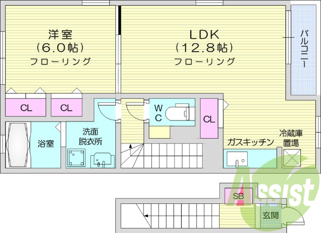1ＬＤＫ、浴室乾燥、追い焚き、洗面化粧台、バルコニー