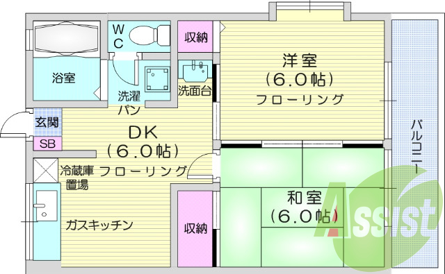 ＴＶ付インターホン、エアコン、BSアンテナ、バルコニー。