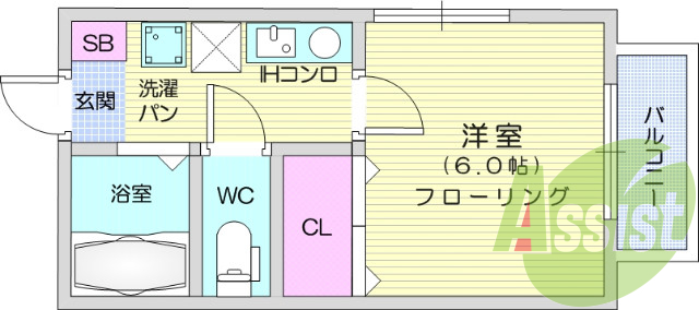 1Ｋ、ＩＨコンロ、エアコン、クローゼット、プロパンガス