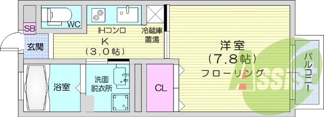 1K、エアコン、モニター付きインターホン、