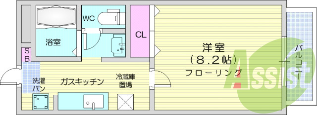 1K、バストイレ別、エアコン、モニター付きインターホン