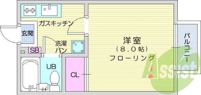 1K、エアコン、フローリング、シューズボックス
