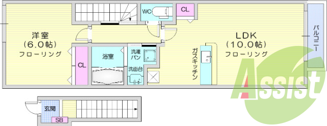 1LDK、浴室乾燥、追焚機能、独立洗面台