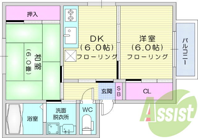 2DK、ペット飼育可、バストイレ別、フローリング、和室