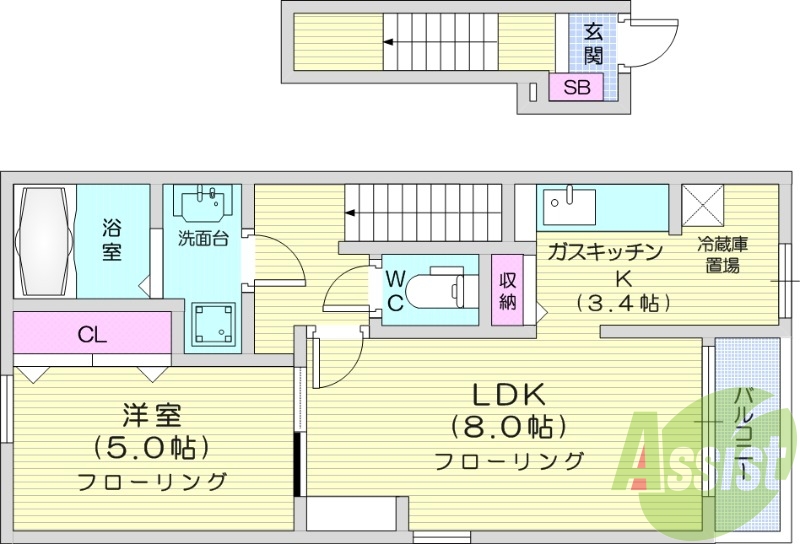 １LDK、浴室乾燥、追い焚き機能、モニターインターホン