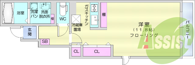 1K、ネット無料、追い焚き、システムキッチン