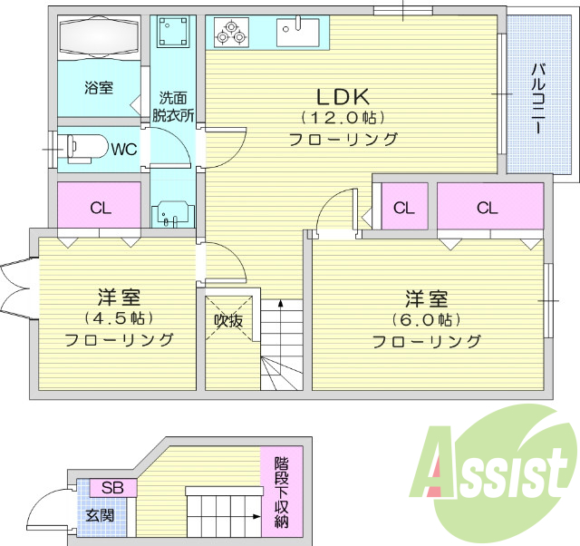 2ＬＤＫ、エアコン、温水洗浄便座、モニタ付きインターホン