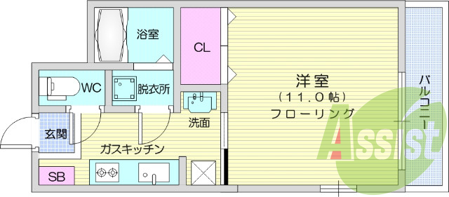 1K、クローゼット、洗面、セパレート、エアコン