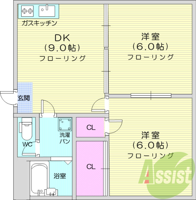 2DK、エアコン、ペット相談、追い焚き機能