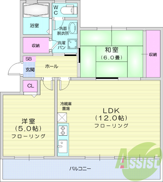 2LDK、独立洗面台、追い炊き、3口コンロ