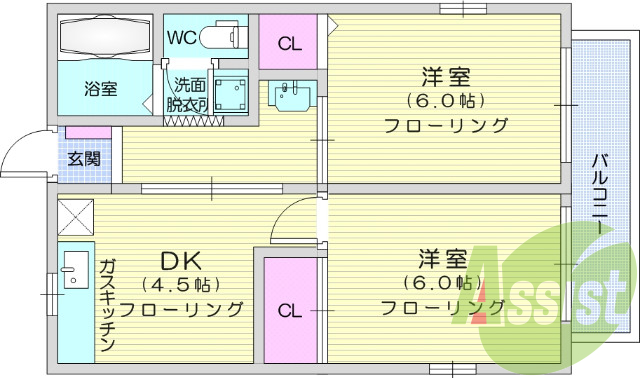 ２ＤＫ、洗浄便座、モニタフォン、エアコン、洋室