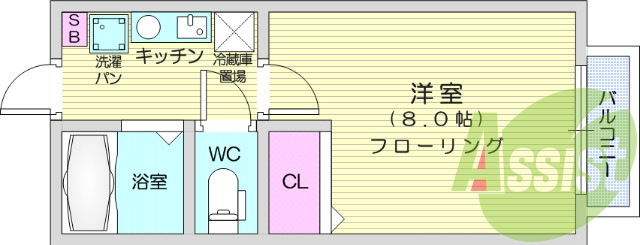 ワンルーム、エアコン、室内洗濯機置場、トイレ浴室別、収納