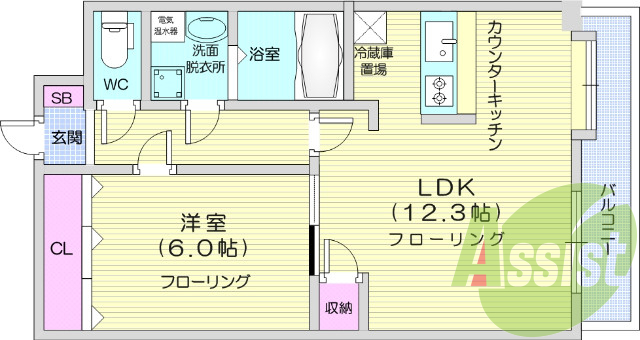 2LDK、モニター付きインターホン、エアコン