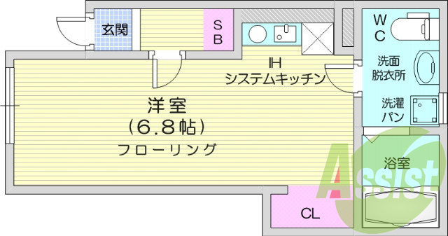 ワンルーム、ウォシュレット、モニター付きインターホン、