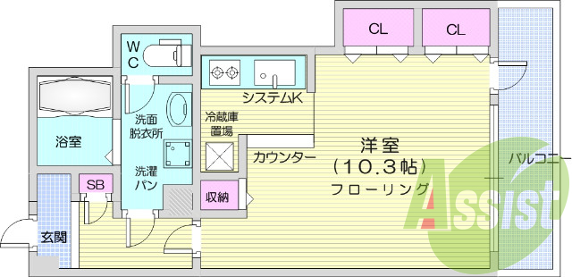 1K、温水洗浄便座、洗面所、システムキッチン、防犯カメラ