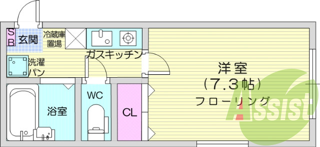 1K、エアコン、モニター付きインターホン