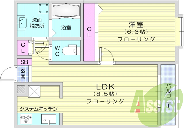 2LDK、オートロック、オール電化、防犯カメラ。